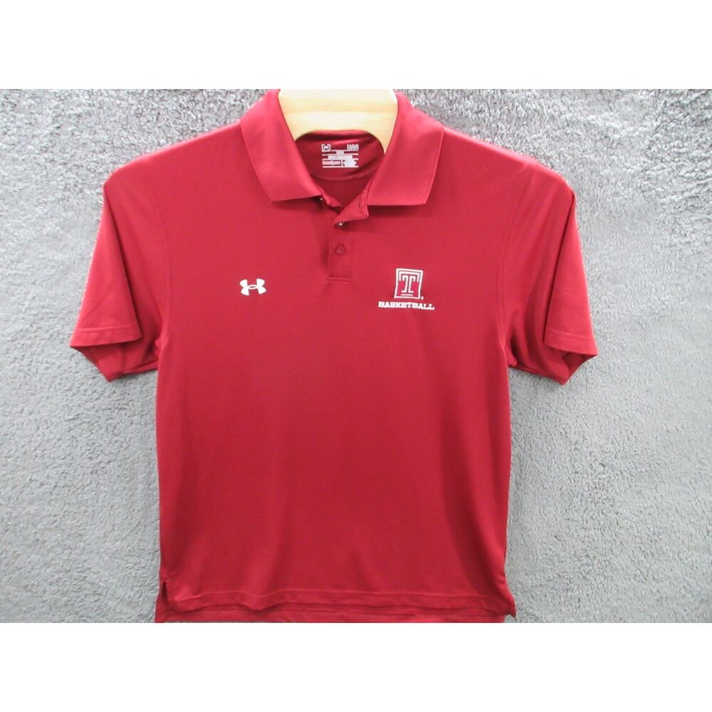TEMPLE UNIVERSITY BASKETBALL Mens Large Under Armour Heat Gear Loose Polo Shirt